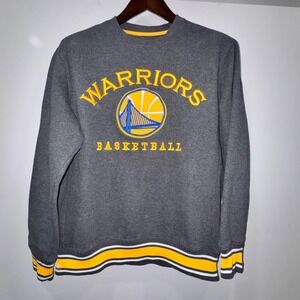 UNK Golden State Warriors NBA Crewneck Sweatshirt Grey Mens Lg Embroidered Thick